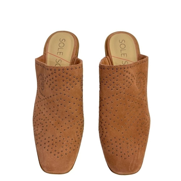 Women’s SOLE SOCIETY Soft Suede Slides Shoes Heels. - Picture 3 of 6